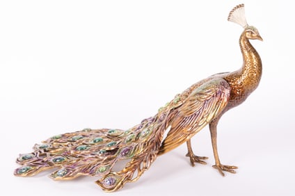 Jay Strongwater, Grand Peacock, A Limited Edition Large Scale Sculpture