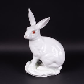 A Large Herend Porcelain Bunny Rabbit