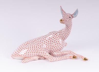 A Large Herend Recumbent Doe
