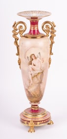 A Royal Vienna Porcelain Snake Handled Urn