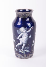 A French Enamel Cabinet Vase with Cupid