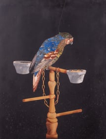A Framed Italian Pietra Dura Plaque of a Parrot