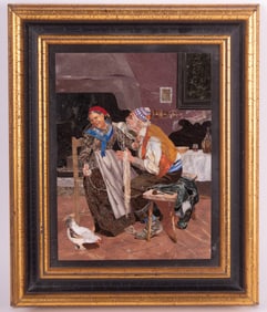 An Italian Pietra Dura Plaque, the Young Hearts
