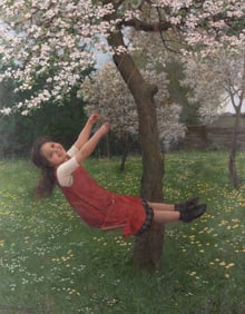 Carl von Bergen, Germany (1853-1933), Girl on a Swing, 1909, oil on canvas