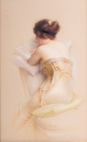 Gaston Bouy, France (1866-1943), Portrait of a Woman Reading, pastel