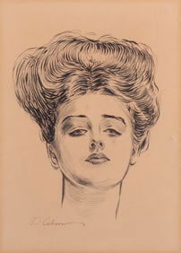 Charles Dana Gibson, New York, Maine, Massachusetts (1867-1944), A Gibson Girl, ink on paper
