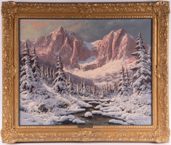 Lazlo Neogrady, Hungarian 1896-1962, Sunset in the Alps, oil on canvas