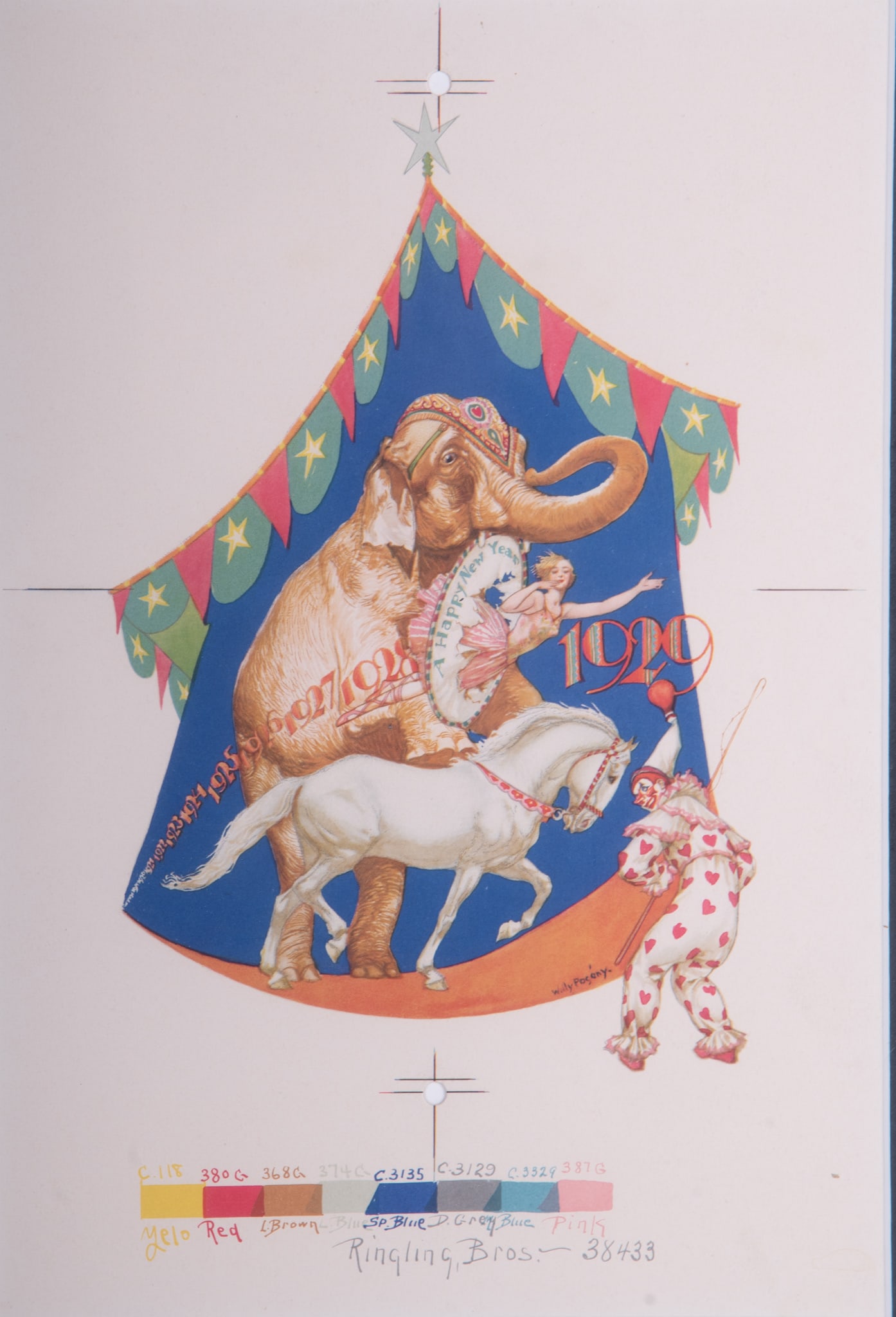 Willy Pogany, New York, California / Hungary (1882-1955), Ringling Brothers, gouache on paper (1 of 4)
