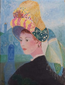 Vincente Clavo Gil, Spain (1923-1992), Muchacha de Monte Hermosa, 1952, oil on canvas board