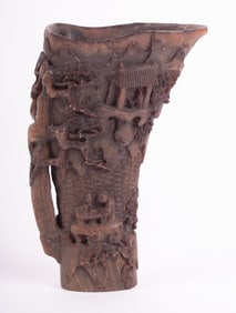 A Chinese Carved Horn Libation Cup