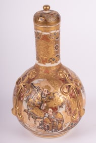 A Japanese Satsuma Lidded Bottle