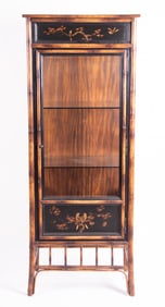 Japanese Lacquer And Faux Bamboo Curio Cabinet