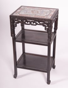 Chinese Porcelain Carved Rosewood Side Table