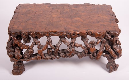 Vintage Chinese Burl Root Coffee Table