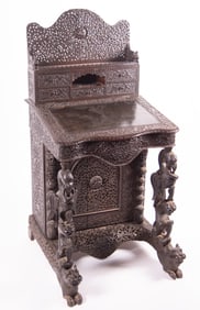 Anglo-Indian Carved Teak Davenport Desk