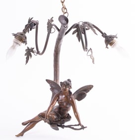 Art Nouveau Two Light Chandelier
