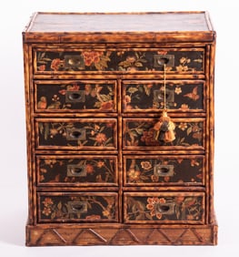 Hand Painted Bamboo Chest of Drawers