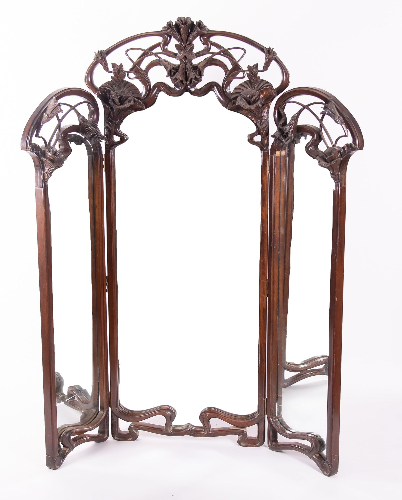 Fine Art Nouveau Three Part Folding Dressing Mirror (1 of 5)