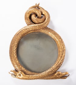 English Regency Style Carved Giltwood Entwined Dolphin Serpentine Mirror