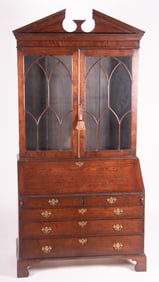 Antique English Mahogany Two Member Secretary Bookcase