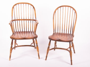Eight English Oak Windsor Design Dining Chairs