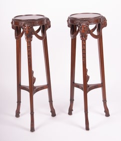 A Pair of Empire Style Three Leg Plant Stand With Ram Heads