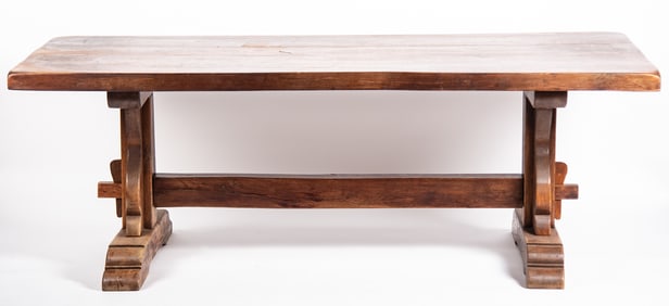 Semi Antique Oak Trestle Table