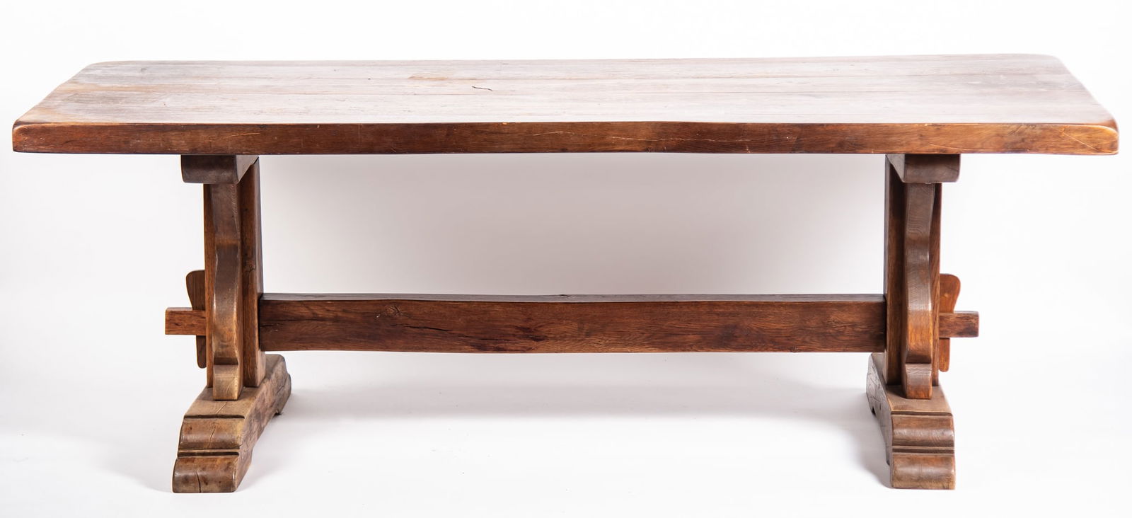 Semi Antique Oak Trestle Table (1 of 4)