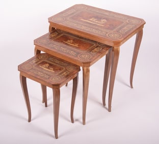 Set of Three Satinwood Nesting Tables