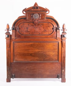 Two Piece Walnut Renaissance Revival Bedroom Ensemble