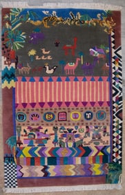Nini Ferrucci Nepalese Whimsical Handwoven Throw Rug