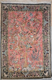 Handwoven Persian Tabriz Throw Rug