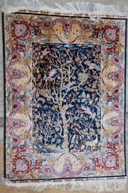 Persian Handwoven Silk Throw Rug
