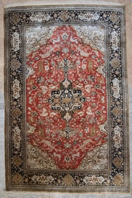 A Fine Persian Tabriz Area Rug With Silk Highlights