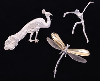 Vintage Sterling Brooches Lot of Three