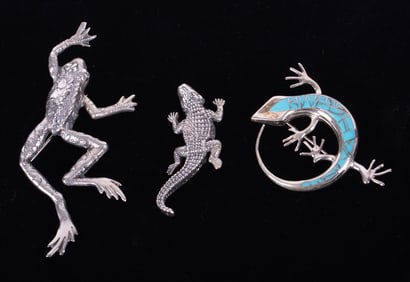 Three Vintage Sterling Brooches