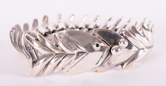 Vintage D'Molina Sterling Fish Bone Bracelet