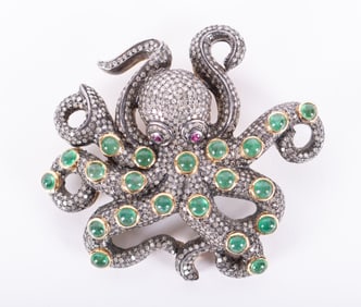 Incredible Diamond Octopus Brooch/Pendant