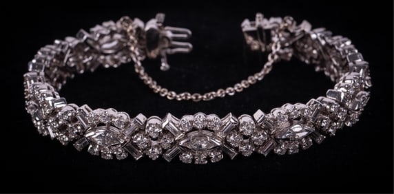 Vintage 14K White Gold Diamond Bracelet