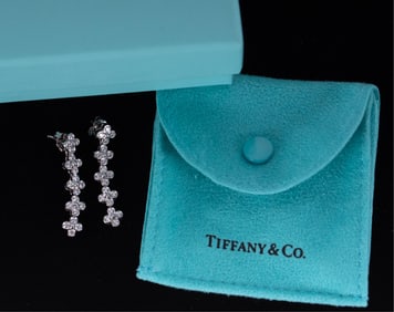 Tiffany and Co. Lace Collection Diamond Platinum Earrings