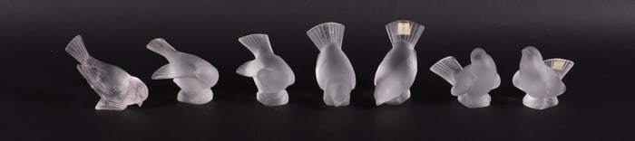 A Collection of Seven Lalique Crystal Birds