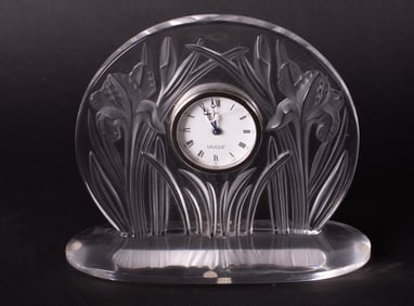 A Lalique Crystal Iris Clock