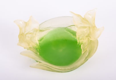 A Daum Pate de Verre Sculptural Orchid Bowl