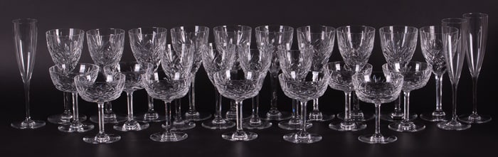 Saint Louis Chantilly Pattern Stemware and Three Baccarat Dom Perignon Champagne Flutes