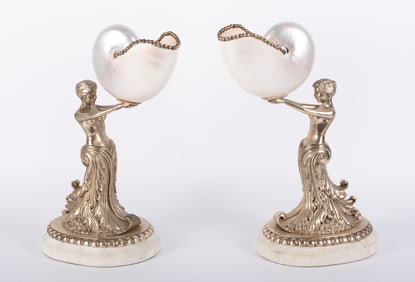 A Pair of Maitland Smith Art Nouveau Style Figural Table Ornaments