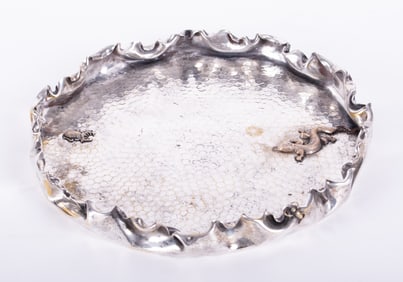 An Art Nouveau Plated Silver Mixed-Metals Tray