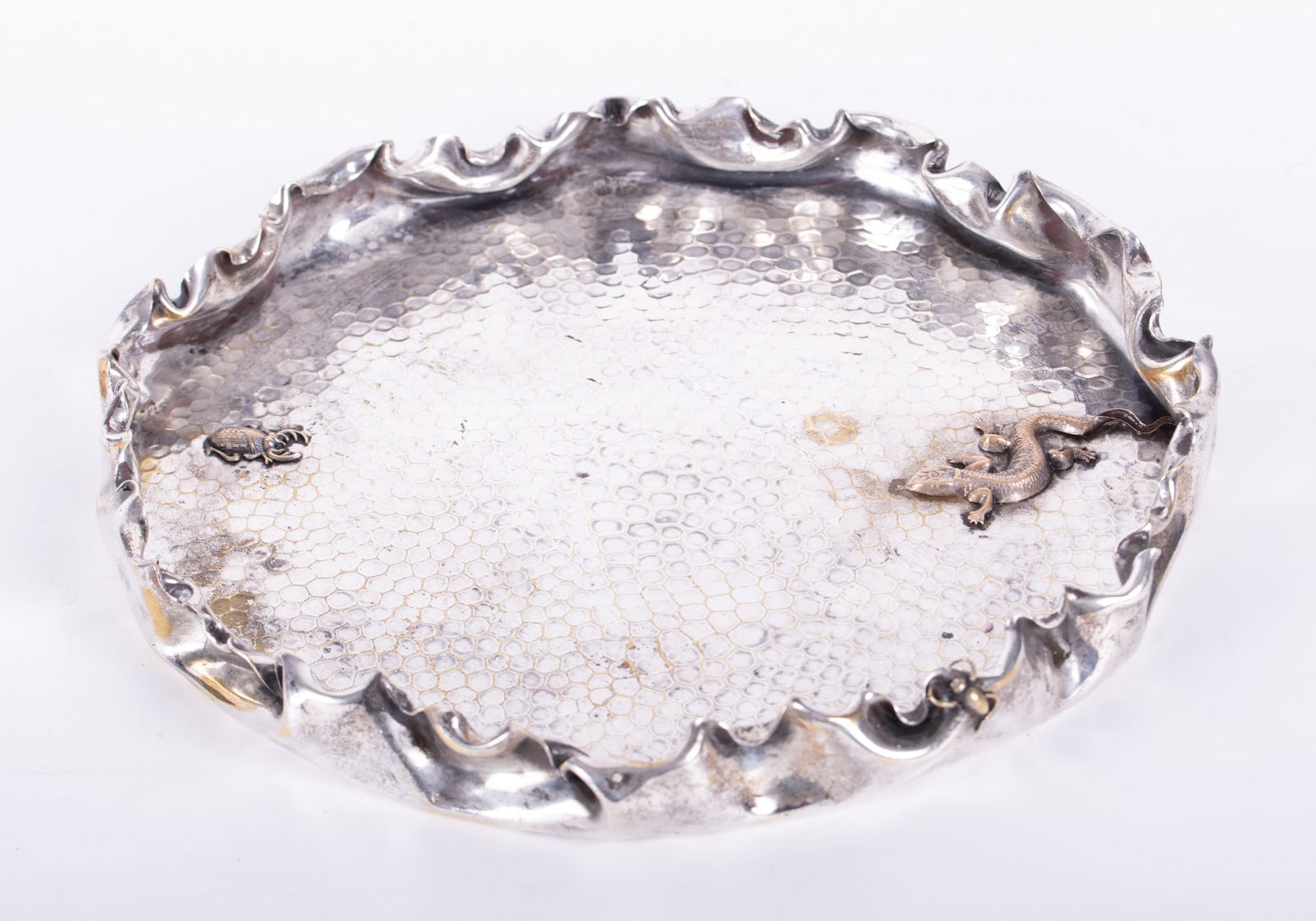 An Art Nouveau Plated Silver Mixed-Metals Tray (1 of 4)