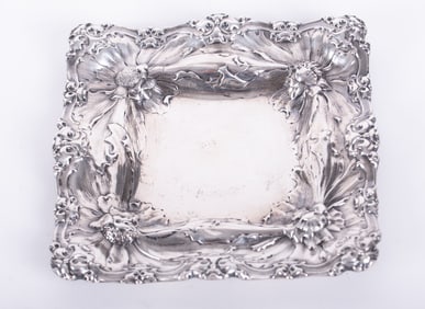 A Gorham Sterling Silver Art Nouveau Card Tray