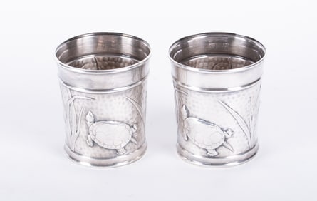 A Pair of Tiffany & Co. Sterling Silver Turtle Cups