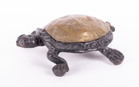 A Victorian Cast Iron Turtle Spittoon